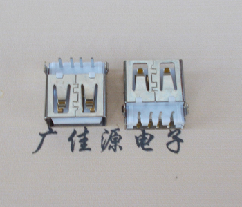 贵港USB母座接口 AF90度沉板1.9引脚4P插件白胶芯直边