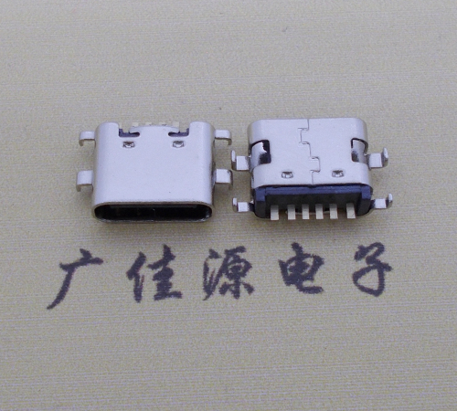 贵港简易充电type c6P母座沉板1.6mm接口