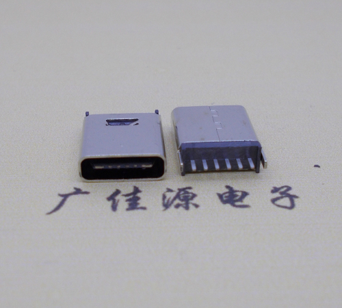 贵港直立式插板Type-C6p母座连接器高H=10.0mm